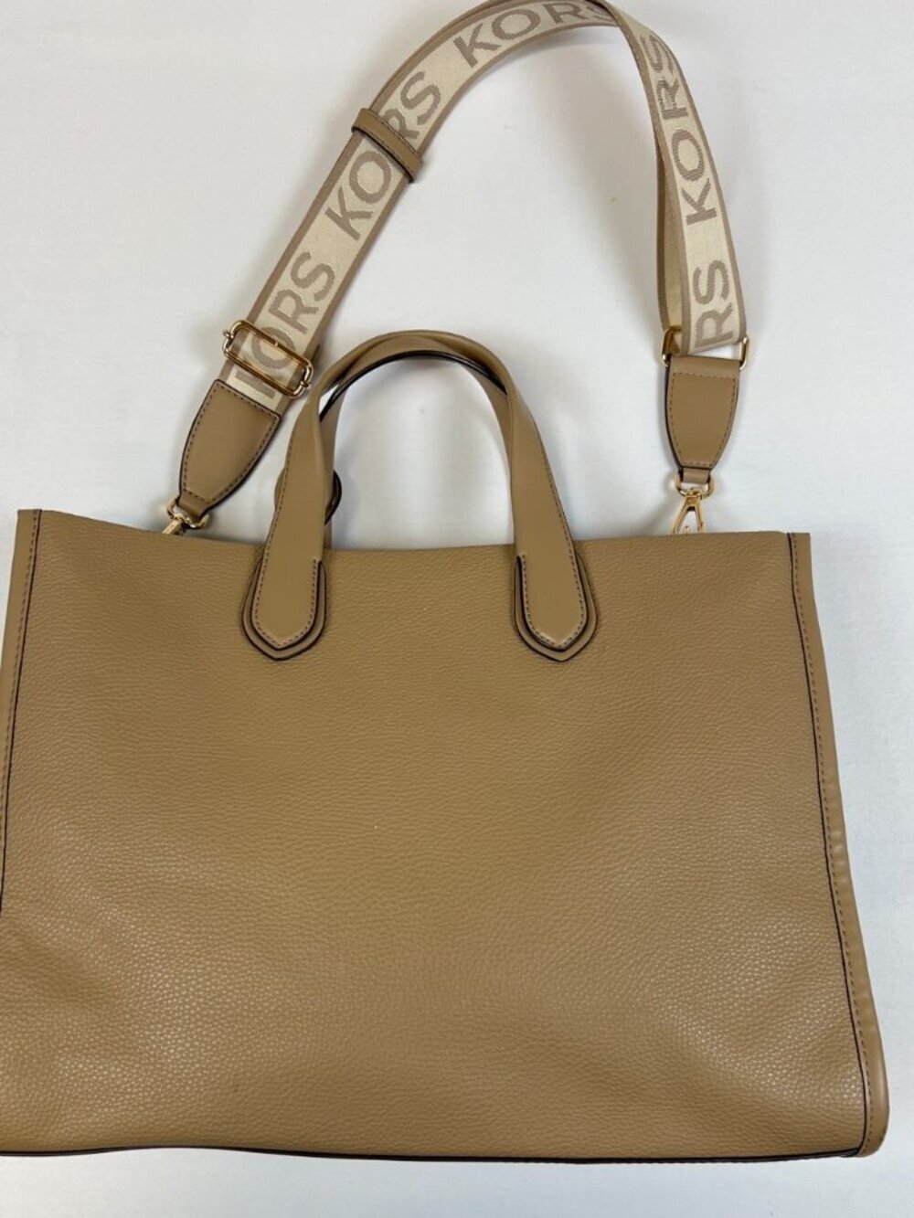 Michael Kors Women Large Tan Pebble Leather Sinclair Tote Bag Handbag Camel - Picture 2 of 9